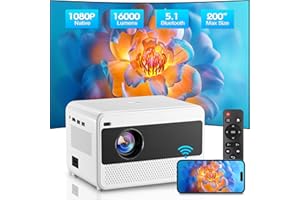WEEJECTOR Proiettore 1080P Full HD 4K Sopporto, Proiettore Portatile con 16000 lumen, Messa a Fuoco Elettrica, WiFi 2.4/5G, Bluetooth 5.1, Videoproiettore Compatibile con iOS e Android HDMI/USB/TV Stick/PS5