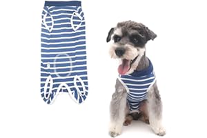 Tineer Dog Recovery Suit, Abdominal Wound Protector Puppy Skin Diseases Vest Clothes Pet After Surgery Wear,E-Collar Alternative for Small Medium Large Cats Dogs (XXXL, Blue Stripe)