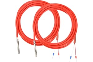 Sensor de Temperatura Aideepen PT1000, 2 pieza Cable de Silicona 3 metros con Sonda de Acero Inoxidable Impermeable -50℃ a +180℃
