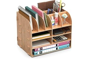 Lesfit Wooden Desk Tidy Organiser, Office Stationary Storage (34 * 28 * 25 cm)
