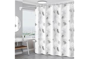 Bavooty Tenda Doccia Antimuffa 180x200cm,Tenda da Doccia Impermeabile e Asciugatura Rapida con Ganci per Vasca da Bagno e Angolo,Stile Foglia