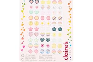 Claire's Club Springtime Stick On Earrings for Girls - 30 Pack 3D Sticker Earrings for Non Pierced Ears Sticky Gems for Crafts & Body Jewellery