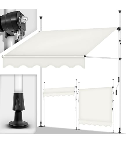 Store Banne Manuel Avec Manivelle – 300 X 250 Cm – Gris Foncé – Protection UV 50+ Pour Terrasse Et Jardin