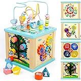 Fajiabao Giochi Bambini 1 Anno - Multiattivita Legno 5 in 1 Giochi Montessori 1 Anno Regalo Natale Bimba 1 2 3 Anno Cubo Inte