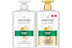 Pantene Pro-V Suave Y Liso Champú 1000ml Y Acondicionador 800ml, Con Dispensador, Pelo Encrespado Y Apagado
