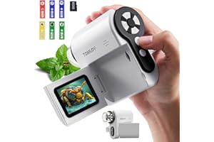 TOMLOV P20 Microscopio Digitale Portatile, Miniscope per Bambini, Telecamera DV Portatile 1080P con Schermo LCD da 2", Compatibile con MacOS e Windows, Ingrandimento 100X-1000X, Kit di Vetrini, 32GB