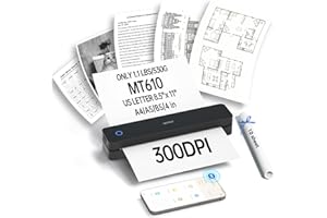iDPRT Portable Printers Wireless for Travel,300dpi Mini Thermal Printer A4,Bluetooth Printer for Travel,Home,Study,Wireless Printers for Home Use Compatible with iOS,Android and PC,Black