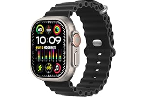 JJii Sung Original Silicone Sport Ocean Band - Compatible with Apple Watch Ultra 2/Ultra Straps 49mm 46mm 45mm 44mm, Breathable Soft Strap for iWatch Ultra 2, Ultra Series SE 10/9/8/7/6/5/4/3/2/1