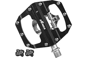 TACOBEY MTB Pedals SPD Flat Dual Platform, Compatible with Shimano SPD Clipless Bike Pedals, 3-Sealed Bearing Lightweight Nylon Fiber Bicycle Pedals for BMX Spin Exercise Peloton Trekking Bike - with Cleats