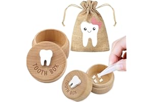 STSAIL 3D Carved Tooth Fairy Box With Bag - Wooden Keepsake Holder for Kids' Lost Teeth - Toddler Gift