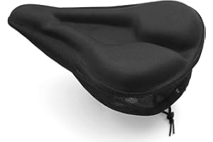 LUPO Gel Bike Seat Cushion - Padded Comfortable Saddle Cover for Adults & Kids - Extra Soft Exercise Bike Seat Pad for Peloton, MTB Mountain, Road Bikes - Shock-Absorbing, Non-Slip (Black)