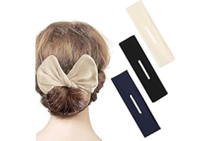 Lotbun 3 pinzas para moño francés con forma de donut, fácil para el cabello, simple braid maker, donut para moño, accesorios para el peinado para mujeres y niñas (azul oscuro, negro y marrón)