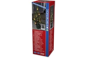 ‎KONSTSMIDE Konstsmide 3780-100 LED Weihnachtsbaum mit Tannenzapfen und Topf / für Außen (IP44) / Batteriebetrieben: 4xAA 1.5V (exkl.) / mit 6h und 9h Timer / 10 warm weiße Dioden / grünes Kabel, 45 cm