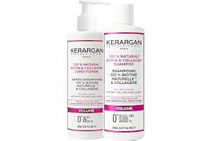 KERARGAN - Schampo & Balsam med Biotin & Kollagen för Fint Hår - 2x250ml | Schampo och balsam med biotin och kollagen rengör, reder ut och ger fint hår fyllighet, volym och glans