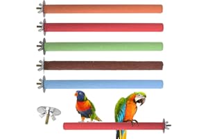 TOLENRE 5 Stück Vogelstangen Stehen Plattformen Spielzeug Bunter Papageienstangen aus Holz für Käfig Birdcage Playground Claw Grinding Stick Trainings, mit 10 Unterlegscheiben und 5 Flügelmuttern