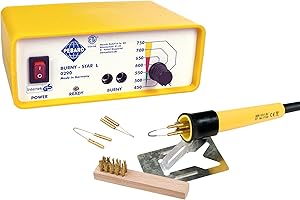 PEBARO Profesjonalna stacja do wypalania z kolbą wypalania i 3 pętlami wypalania, bezstopniowa regulacja temperatury, do pisania, rysowania i wypalania na drewnie i innych materiałach