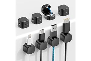 Euqvunn Support Cable,8 Pack de Magnetic Cable Clips, Câble Lisse Réglable, Auto-Adhésif Accroche Cables, Organisateur de Cable pour Câbles de Charge USB pour Bureau, Table de Nuit (Noir)