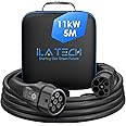 iLa Tech Type 2 EV Charging Cable, 11kW/ 16A/ 3 Phase / 5 Meter, Mennekes Mode 3 Charging Cable for EV/PHEV, Type 2 to Type 2 with Storage Bag, Suitable for Model 3/S/X/Y i3 Zoe ID.3