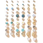 Shining Diva Fashion Latest Stylish 30 Pairs Combo Set Crystal Pearl Earrings for Women and Girls (14777er)