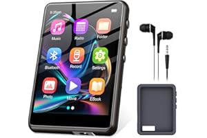 ZAQE 128GB MP3 Player Bluetooth 5.4 con Pantalla a Color TFT de 2.4 Pulgadas, HiFi música Deportes MP3 Player con Altavoz, Pantalla táctil, Radio FM, grabación, hasta 256GB, Negro
