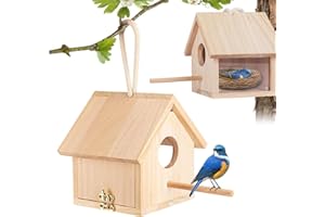 Boutihao Casetta per Uccelli in Legno, Casetta per Uccellini da Esterno, Casetta per Uccelli Selvatici, Casetta Decorativa per Uccelli, Nido Uccellini da Appendere, Appendere in Giardino O Sul Balcone
