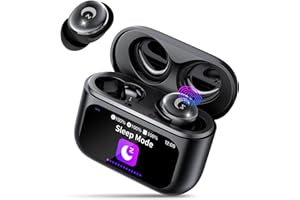 VEKJ Wireless Earbuds with Smart Touch Screen, 2025 Mini Sleep Earbuds Bluetooth 5.4 Headphone In Ear with Noise Cancelling Mic, 48H Playtime Hi-Fi Stereo Sound, 5 EQ Modes, IP7 Waterproof Ear Buds Black