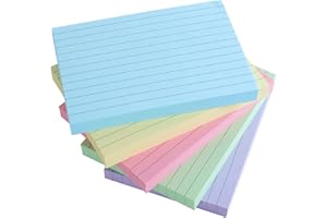 TOP-PINDU A6 Index Cards, Ruled Record Card- 5 Colors (400 Sheets) Revision Cards Flash Cards, Ruled Index Papers Assorted Neon Colours Record Cards