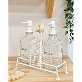 Meturas Kitchen Soap And Detergent Dispenser Set Iron Double Pump And Sponge Stand Soap Dispenser 500 Ml Beige