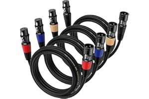 EBXYA XLR Cable 1M 4 Pack 3-Pin Balanceado XLR Macho a Hembra Micrófono DMX Patch Cable