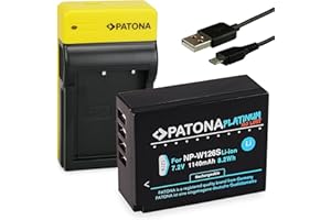 PATONA Platinum Batteria NP-W126S con Slim Caricatore Compatibile con Fujifilm FinePix HS30EXR, HS33EXR, HS50EXR, X-T20, X-H1