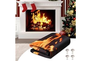 CADARA Magnetic Fireplace Draft Cover, Adjustable Fireplace Blanket Stops Heat Loss, 12 Magnets, 45" W x 34" H