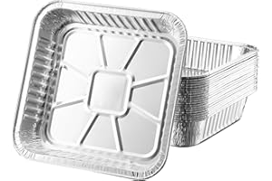 Priksia 30 Pcs 8 Inch Square Aluminum Foil Tray | Disposable Tin Foil Baking Trays & Air Fryer Liners for Baking, Cooking, Oven & Air Fryer