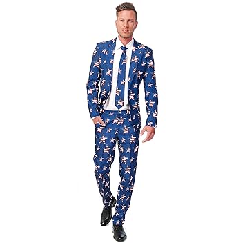 Oppo Suit Mens America Outfit USA Stars and Stripes Thanksgiving ...