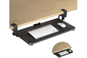 XINLEI Plataforma para Teclado, Porta Teclado Extraíble con Abrazadera C, Cajón de Computadora Extraíble de 655 x 311 mm para Escribir