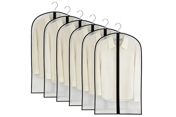 Klädsäck lätta klädsäckar kostym 6 stycken transparent 60 x 100 cm, klädförvaring och organisation, dammtät fuktbeständig mögelresistent lämplig för klänningar, jackor, skjortor, kvällsskor