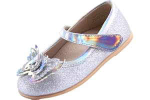 EIGHT KM Ballet Shoes for Girls Kids Princess Shoes - Multi-Colored for Ages 2-7 Years - Girls Wedding Shoes - Party Gift White, Pink, Blue, Black Ballet Shoes - Flat Shoes Flower Girl Shoes