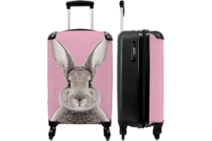 NoBoringSuitcases.com® Kinderkoffer Reisekoffer Kinder Mädchen Handgepäck Koffer Klein Hartschalenkoffer Kanichen - Rosa - Kindertrolley mädchen Trolley Kleiner Koffer, 55x40x20