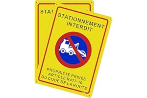 Andchi 2 pièces Propriété Privée Panneau Stationnement Interdit Panneaux en Aluminium 250mm x 350mm, Prévient la Décoloration et la Rouille pour la Cour et la Maison.