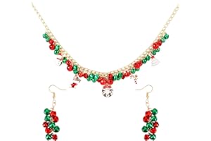XIHIRCD Christmas Earring Necklace Set, Cute Christmas Jingle Bell Necklace Christmas Jewelry Making Kit Christmas Earring Charms for Women Girls Party Favors