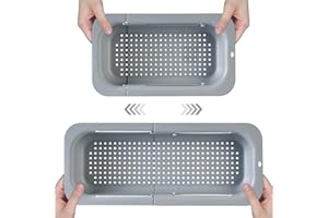 Magiho Panier d'évier extensible | Passoire au-dessus de l'évier pour laver les légumes et les fruits, plats secs – Articles de cuisine et de maison (gris)
