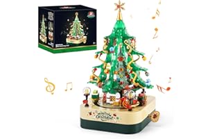 Mozewa Christmas Tree Building Set, Diy Building Block Music Box, 558pcs Green Christmas Music Box Model Set, Christmas Toy Gift for Her/Him