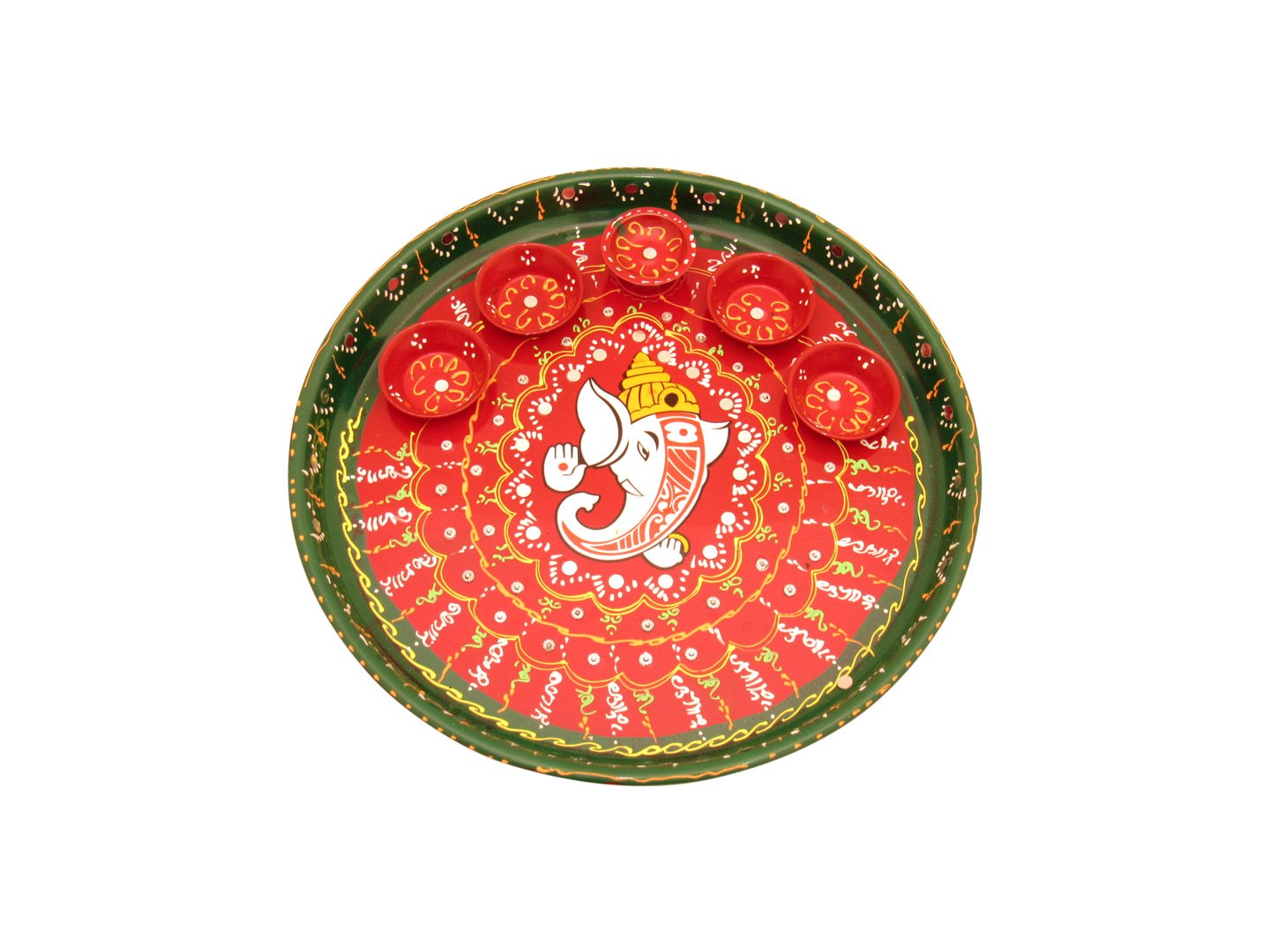 Goldgiftideas Bhuvanpati Ganesha Hand Paint Pooja Aarti Thali For