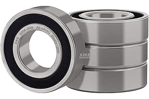 XiKe 4 pieces 6004-2RS ball bearings, 20 x 42 x 12 mm, rubber double seal and pre-lubricated, 6004RS chrome steel deep groove ball bearings.