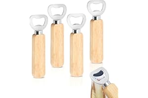 SANROLAX Flaschenöffner 4 Stück, Holzgriff Bieröffner Tragbare Flaschenöffner Holz Bottle Opener für Zuhause Küche Bar Camping