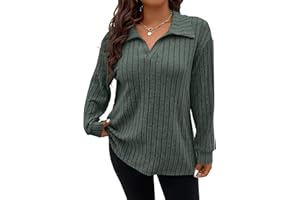Gemulate Plus Size Jumpers for Women Long Sleeve Tops Ladies Lightweight Striped Oversized Sweater Tshirts and Sweatshirts XL-5XL