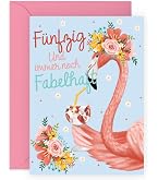 Old English Co. Flamingo Geburtstagskarte Für Sie – Rosa Aquarell, Blanko Innen, Mit Umschlag