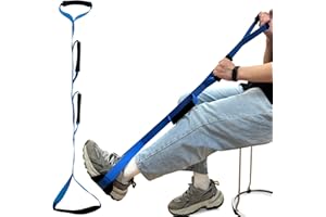 PCVANLEY 100CM Blauer Bein und Fußheber mit gepolsterten Hand und Fußschlaufen, geeignet für Senioren, behinderte Personen und Patienten zum Anheben der Beine und zur Unterstützung der Rehabilitation