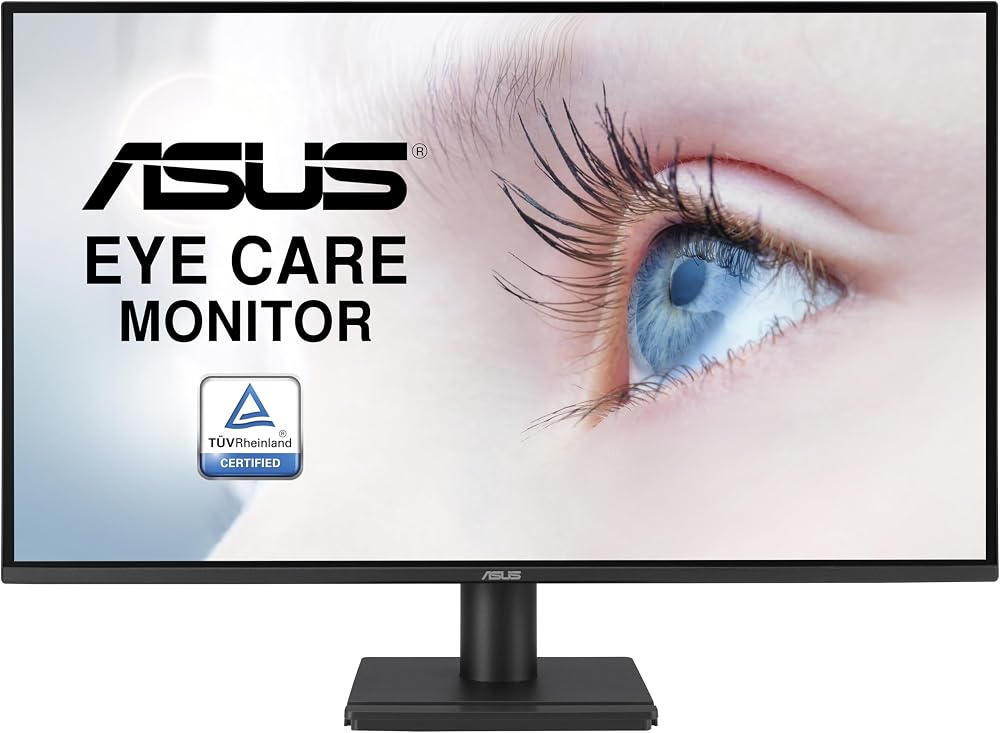 ASUS VA27AQ 27 İnç 1440p IPS Eye Care Monitör | TÜV Sertifikalı Flicker-Free, Mavi Işık Filtresi, %99 sRGB, Dahili Hoparlörler, Çerçevesiz, 1ms, Ev Ofisi için