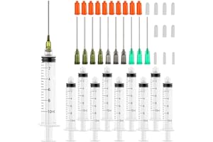 LMYKH Glue Syringe 10ml Blunt Tip Luer Lock 14Ga, 16Ga, 18Ga Blunt Needle with Caps - Glue Applicator for Rhinestones, Woodworking, Paint, Adhesives, Oil, Ink, Wallpaper