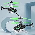VRIKRION Toy Flying Helicopter,Remote Control Helicopter for 6 + Years Boys Indoor and Outdoor Helicopter, Palm Sensing Helicopter with led Lights (Pack of 1) (Black-Green)